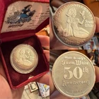 Snow White & 7 Dwarves 50th Anniv Box & COA Disney Rarities Mint 1 Oz 999 Silver