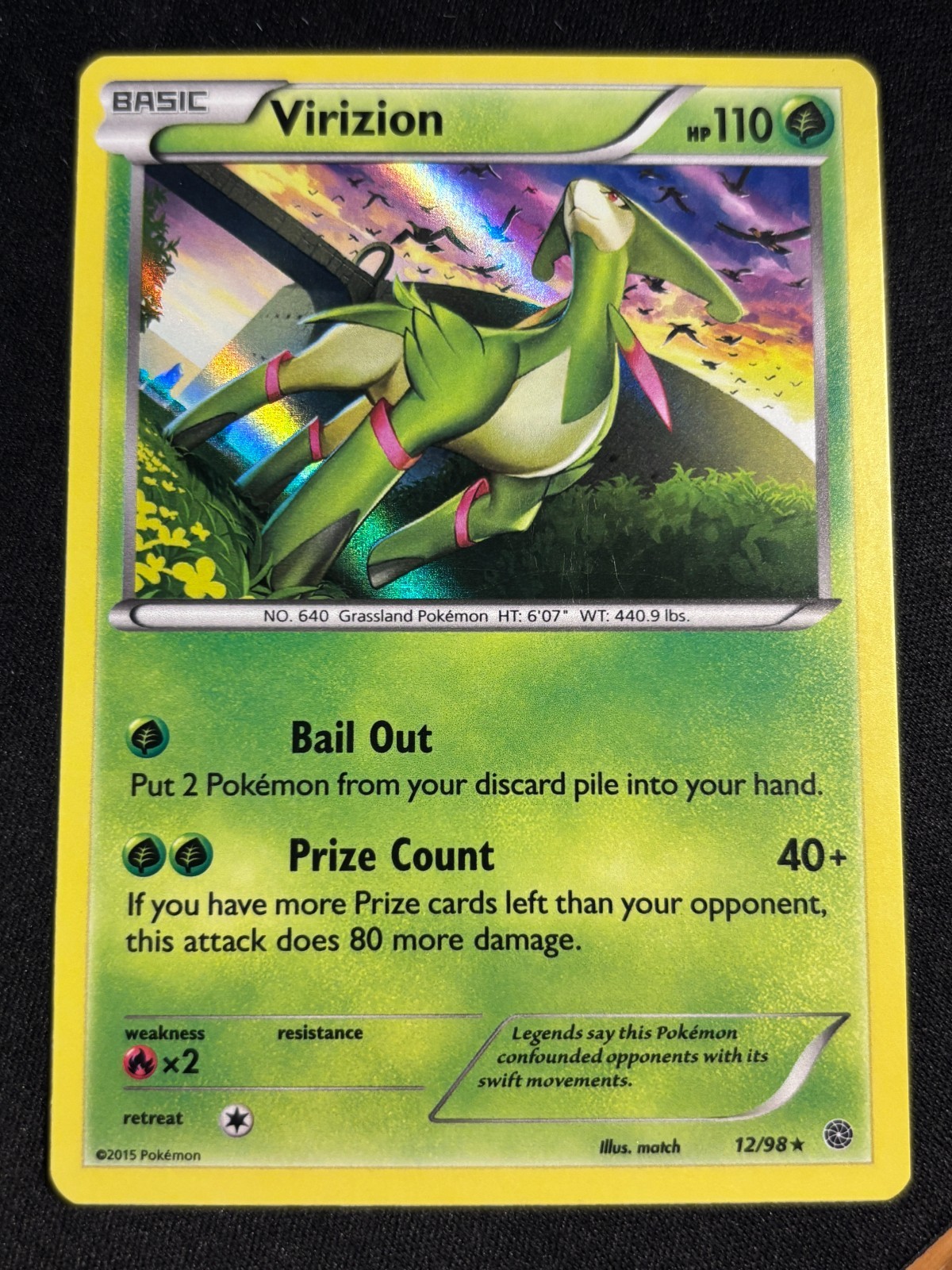 2015 Pokemon TCG XY Ancient Origins Virizion Holo Card #12/98