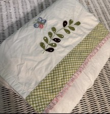 Pottery Barn Kids Hayley Crib Skirt Gingham Floral Butterflies Appliqu s EUC