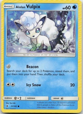 Alolan Vulpix 21/145 Common Guardians Rising Pokemon TCG NM