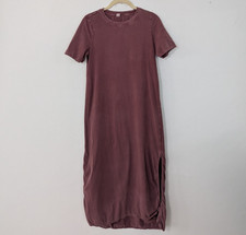 Anthropologie Daily Practice T Shirt Dress Short Sleeve Side Slit Burgundy XS