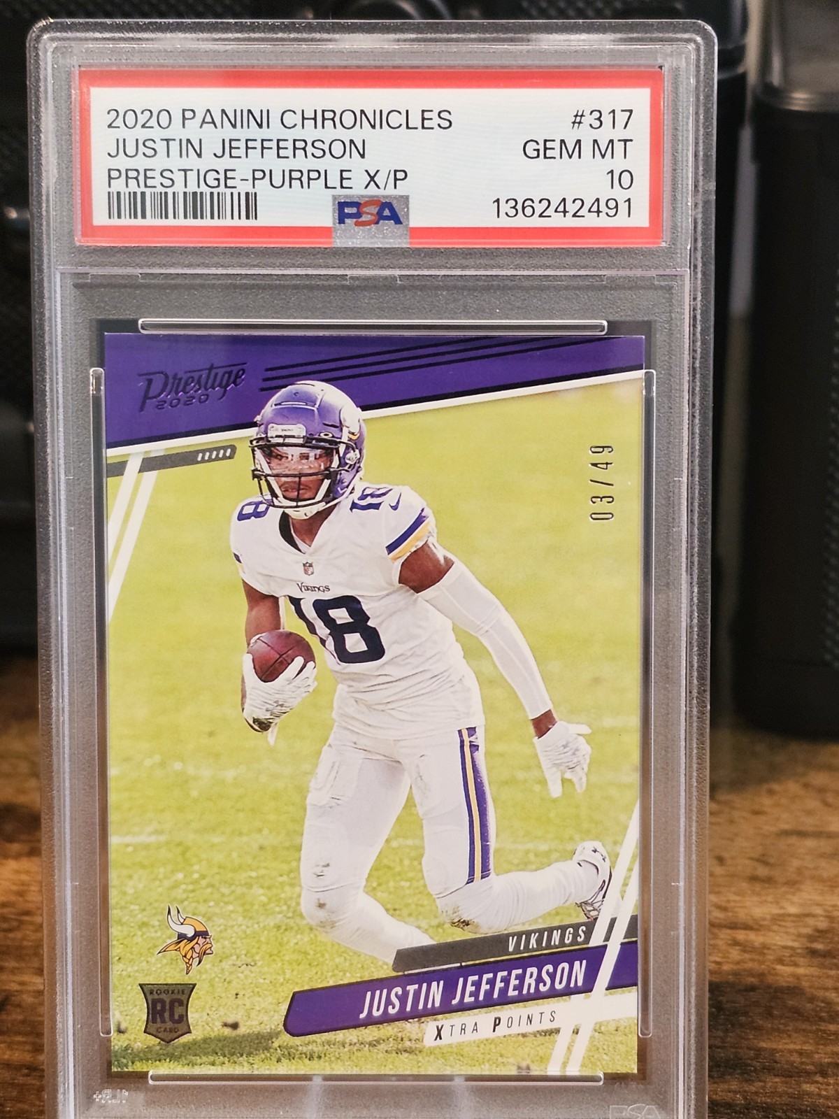 Justin Jefferson Panini Chronicles Prestige #317 Purple Xtra Points
