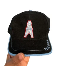 VINTAGE Logo Athletic Tennessee Oilers Cap Hat Mens Strap Back Black NFL Titans
