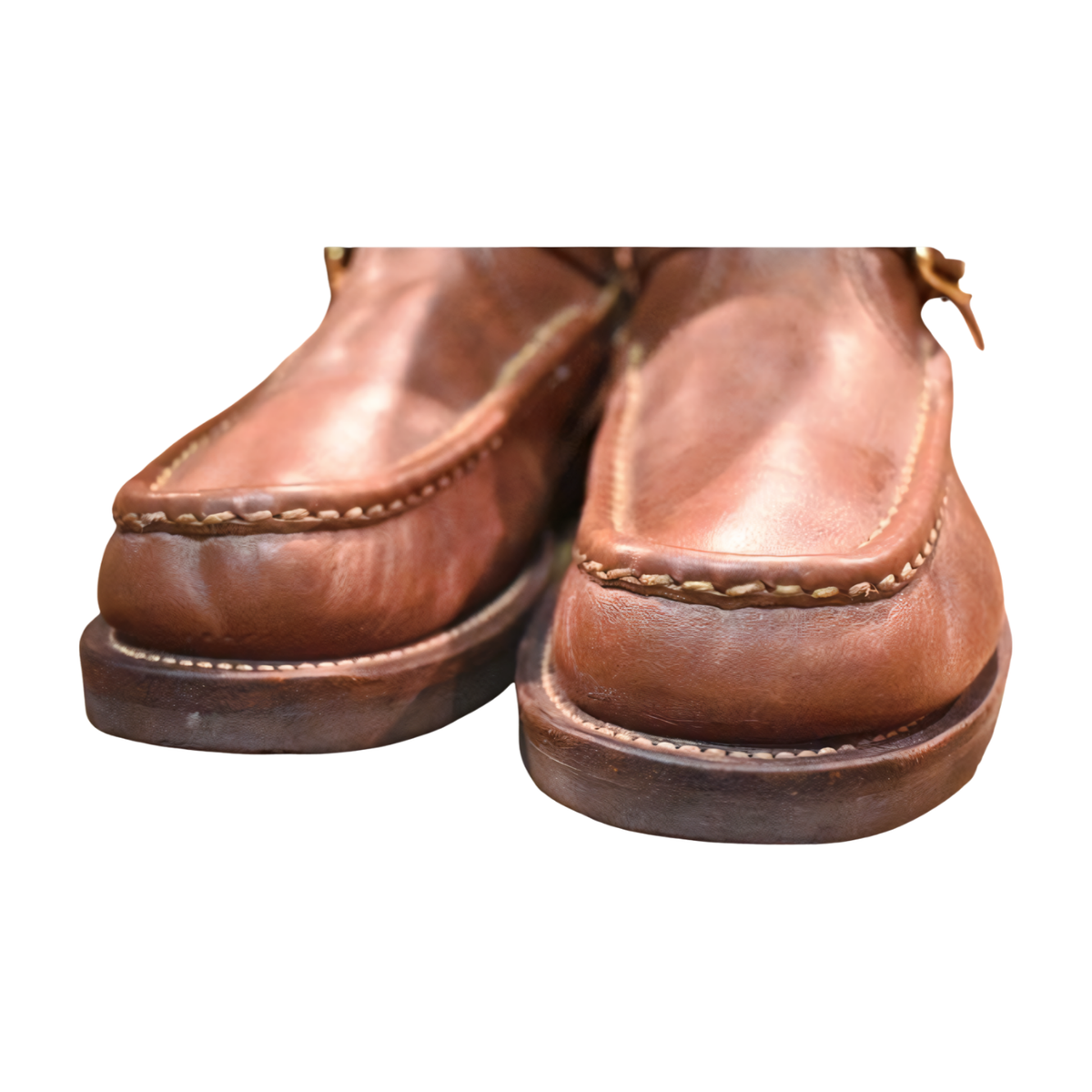 Russell Moccasin Zephyr Boots 8.5EE Brown Leather Vibram Back Zip