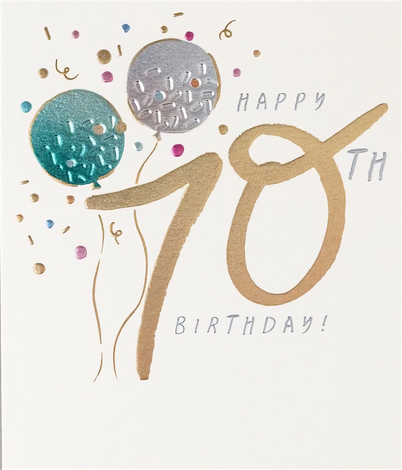 Happy 70th Birthday Card Balloons Mum Dad Son Daughter Nan Grandad Friend
