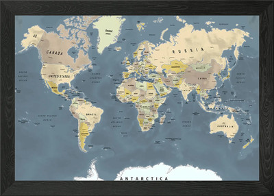 Weltkarte gerahmtes Wandbild Poster Leinwanddruck Bild