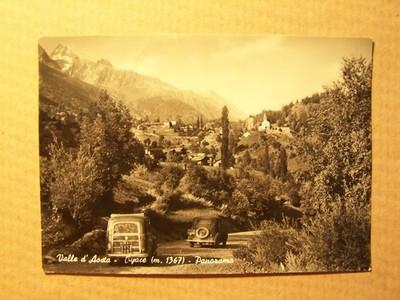 Oyace (Aosta) with 2 Fiat Mickey Mouse - Vintage Postcard - Large Size