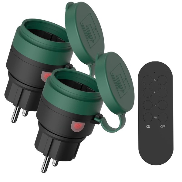 Surnice Funksteckdosen Mit Fernbedienung Aussen, IP44 Wasserdicht Steckdosen Set-image