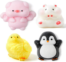 4 Pack Animal Squishy Keychain Fidget Toys Kawaii Stress Relief Party Favors