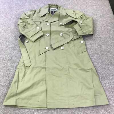 G-Star RAW Trench Coat Mens Small Green High Trench Belted Double Breasted