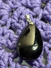 Black Glass Teardrop Pendant 1.5 inch