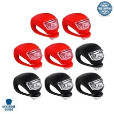 Waterproof LED Bike Light Set - Front & Rear Silicone Lights, 8 Pieces Included
