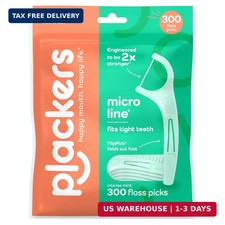 Plackers Micro Line Floss Picks, Intense Mint, 300 Count  Floss fiber made with