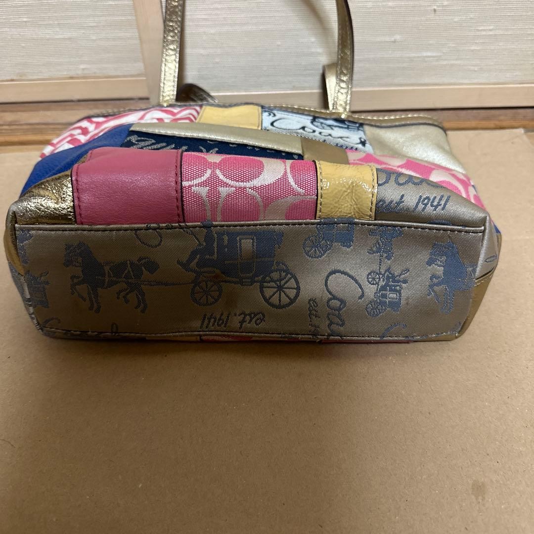 COACH Patchwork Tote Bag Leather Multi Color Wome… - image 24