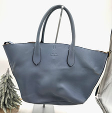 POLO RALPH LAUREN Blue Leather Bellport Tote Satchel Bag Handbag