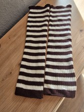 Stulpen Bein, braun-weiss gestreift, 48 cm lang, 12 cm breit, Rippmusterung