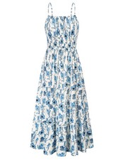 GRACE KARIN Summer Dresses for Women 2026 Vacation,Smocked Floral Maxi Dress,...