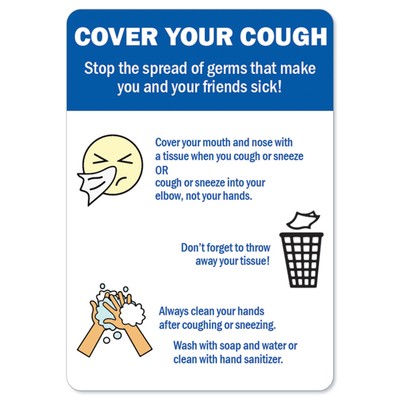 Cover Your Cough 2 OSHA Notice Sign Metal Plastic Decal