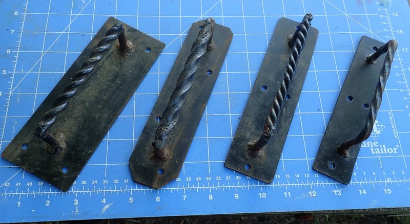 Lot of 4 Vintage Twisted Wrought Iron Door Handles Pulls Farm Barn Gate Drawer