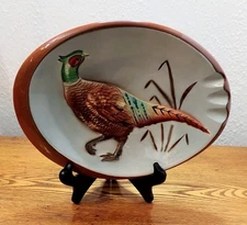 Vintage collectable Pheasant ceramic ashtray (NOT a Stangl, maker unknown)