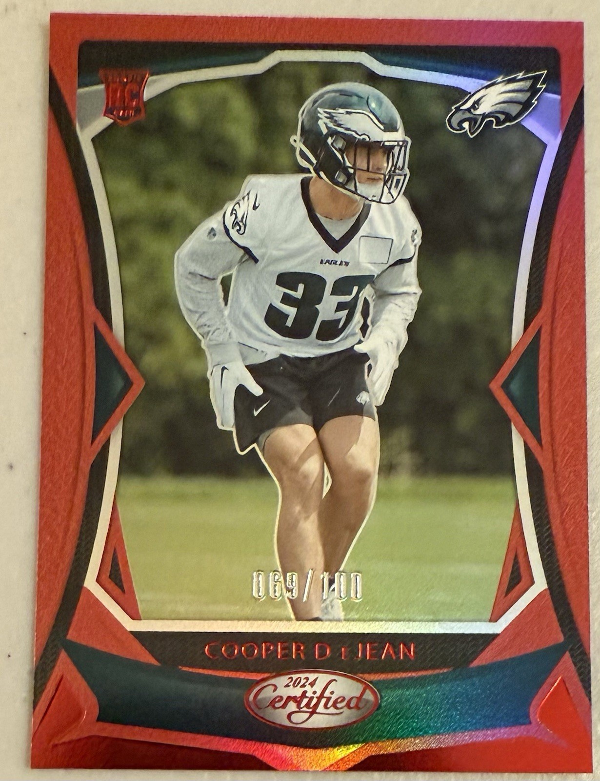 2024 Panini Certified - Rookies Cooper DeJean #131 Red Mirror 69/100 (RC) Eagles