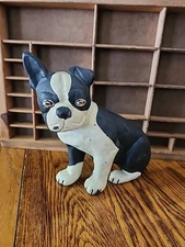 Boston Terrier Retro 7.25" Dog Door Stop Cast Iron Number 3 Black & White Decor 