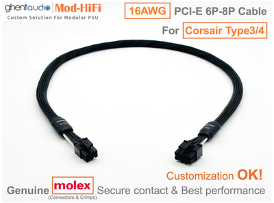  16AWG PCI-E (GPU) 6-Pin Cable for Corsair HX Series (HX1200) - 70cm / 27 inch