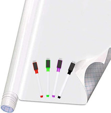Self Adhesive White Board Paper - Dry Erase Wall Stickers Roll 17.7" X 78.7" ...