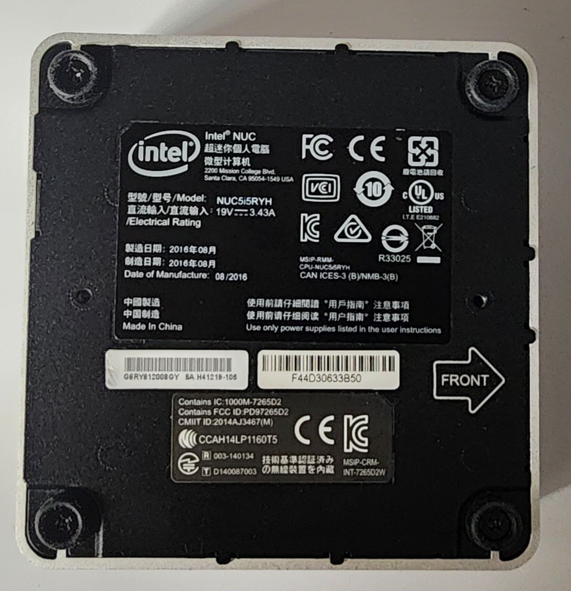 Intel NUC NUC5I5RYH I5-5250u 250gb EVO SSD 8gb Memory Windows 10