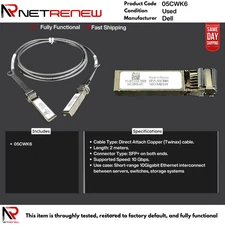Dell 05CWK6 SFP+ to SFP+ DAC Extension Cable 2M