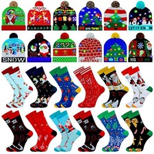 24 Pcs Christmas Light up Hat Christmas Knitted LED Christmas Beanie with