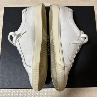 YSL Saint Laurent Andy Low Top Sneakers Shoes White Leather Men's