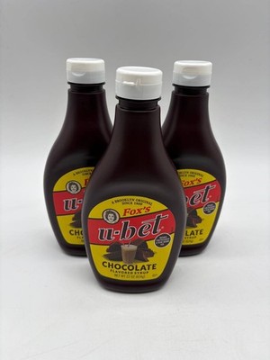 FOX S U-BET Chocolate Syrup 3 Pack 22 oz Bottles Dessert Topping for Drinks