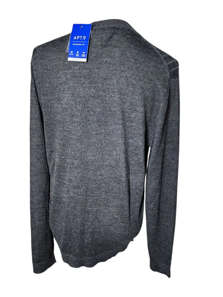 Apt.9 Mens Charcoal Merino Blend Crewneck Sweater Nwt Size Medium - Image 3 of 4