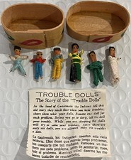 Vintage Guatemalan Trouble Dolls in Box Authentic 1" Tall Don't Worry, Be Happy 