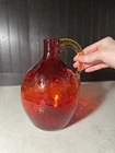 Vintage Blenko Crackle Glass Moonshine Jug Hand Blown Amber Red