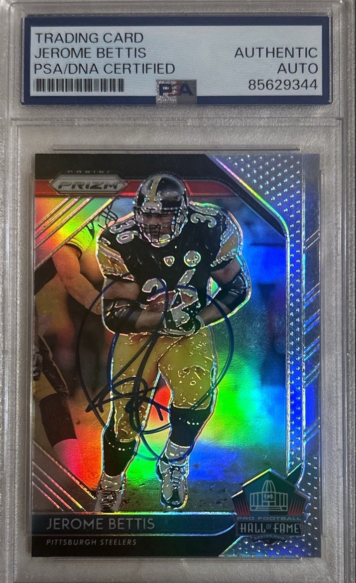 2018 Panini Prizm #HOF-23 Jerome Bettis Signed Card Silver Hall of Fame PSA/DNA