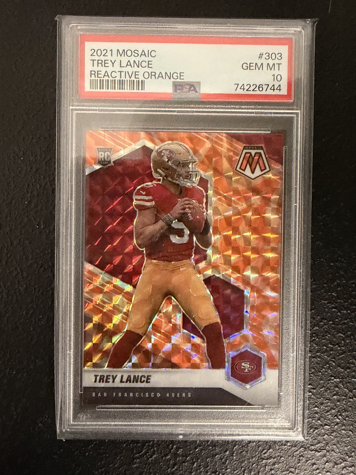2021 Panini Mosaic Football Trey Lance 49ers Reactive Orange Prizm RC #303!