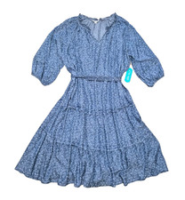 Pioneer Woman Ruffle Neck Midi Dress Women's Size XL, 2X, 3X Tiered Puff Sleeves