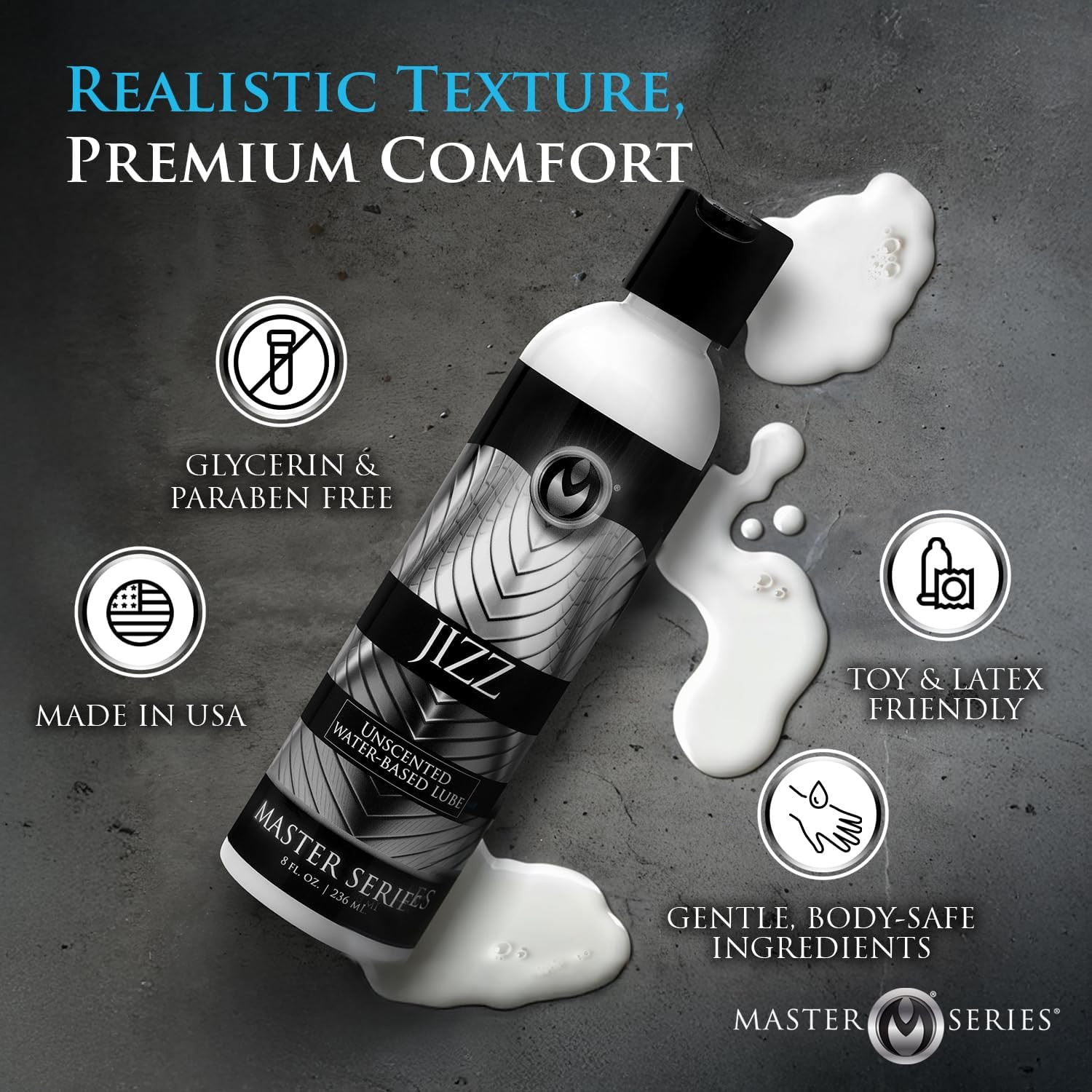 Creamy White Unscented Water-Based Body Glide 8Oz for Men, Women & Couples, N...