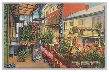 Barrio Francés Nueva Orleans Luisiana Lino Postal Flores Jaula de Pájaros Balcones