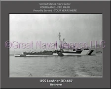USS Lardner DD 487 Personalized Canvas Ship Photo Print Navy Veteran Gift