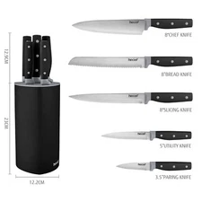 6Pcs Knife Set Sharp Stainless Steel Professional Kitchen Chef Knives with Block