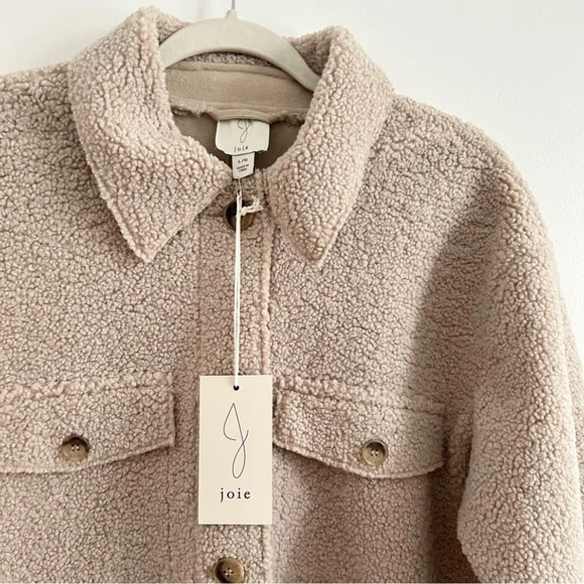 NWT Joie Sherpa Teddy Shacket Faux Suede Lined Jacket in Beige size Large |  eBay