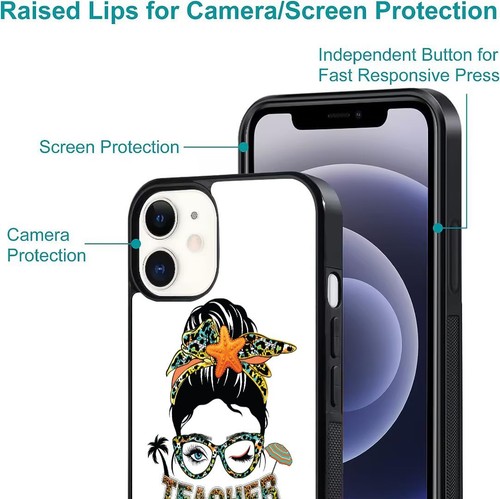 Anti fingerprint For iPhone SE XS XR Max 5 6 7 8 Plus Retro Graphic Teacher Life - Picture 8 of 25