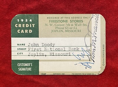 1954 *FIRESTONE* {TIRE & RUBBER CO} JOPLIN, MISSOURI CREDIT CARD/CALENDAR! RARE!