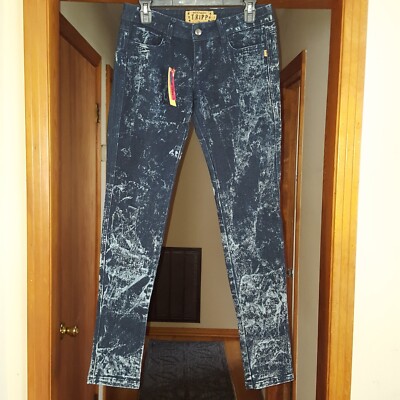 Tripp NYC Womens Jeans Pants Denim Blue Paint Splash Vintage 29 New