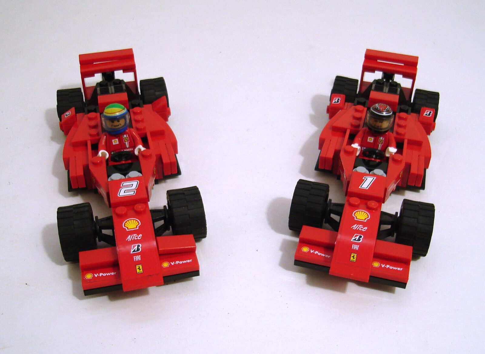 Lego 2 Ferrarri Formula One Race Cars With Drivers From Set 8168