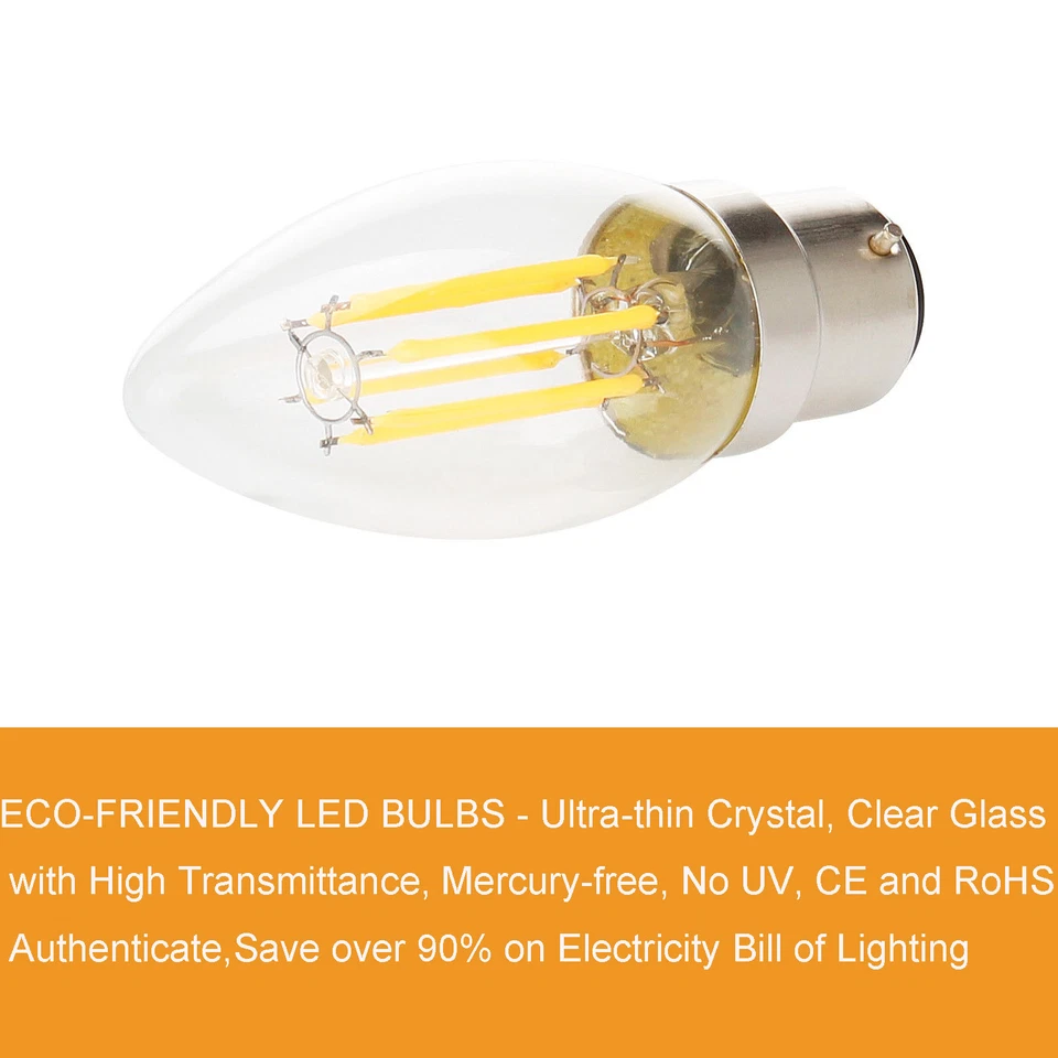 Retro Dimmable LED Filament Candle Light Globe Bulb E14 E27 B22 2W 4W 6W 8W Lamp - Image 4 of 4
