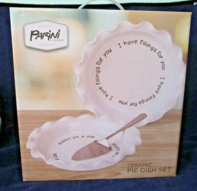 I Have Fillings For You Happy As A Pie Parini Ceramic Pie Dish Gift Set New  NIB